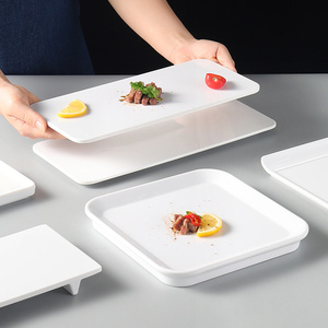 白色密胺盘子平底塑料餐盘餐厅商用牛排盘寿司长盘平盘意面甜品盘