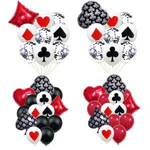 扑克牌主题派对气球套装成人生日聚会墙面装饰乳胶气球束氛围布置