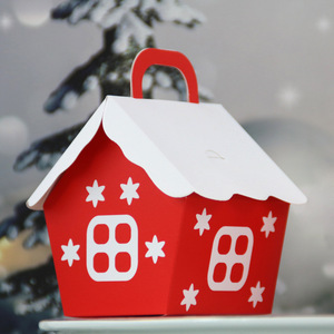 创意红色雪屋圣诞糖果盒礼品包装盒纸质 宝宝周岁生日派对回礼盒