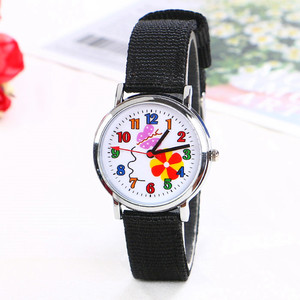 儿童手表指针式防水蝴蝶女童卡通男孩小孩女孩小学生帆布带电子表