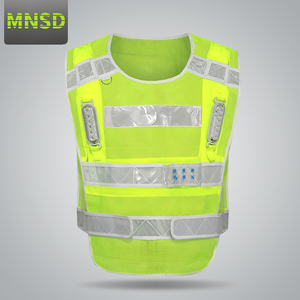 MNSD 反光背心马甲 道路安全警示服 LED带灯闪烁 反光衣工作背心