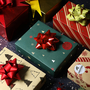 圣诞节拉花立体星星花节日婚庆新年礼品礼物盒DIY成品蝴蝶结丝带