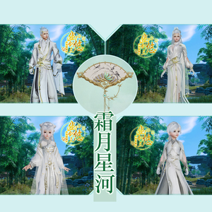 剑网三剑网3剑三端午白黑盒子折扇衣服白发霜月星河夜阑风雨