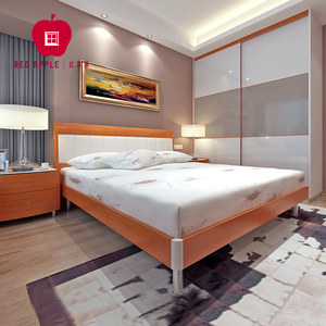 红苹果家具 现代简约排骨架双人板式高箱床r801/8302-17