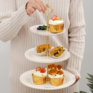 欧式陶瓷多层串盘婚礼生日水果点心蛋糕架创意下午茶三层盘糖果盘