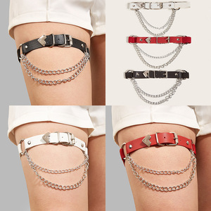 原宿黑暗系洛丽塔lolita金属链条少女朋克哥特腿绑jk大腿环腿圈黑
