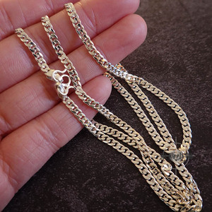 s925纯银链子钛合金钛烤蓝项链球链嘻哈男士