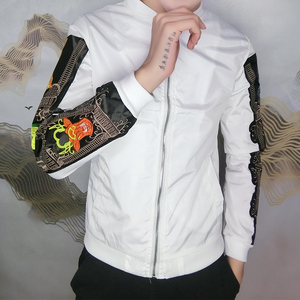 快手红人赵逸轩赵中阁同款手臂刺绣夹克社会精神小伙修身外套春秋