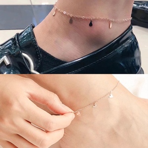 张欣仪韩国直邮lloyd专柜代购14k金心形水滴硬币性感脚髁链女脚链