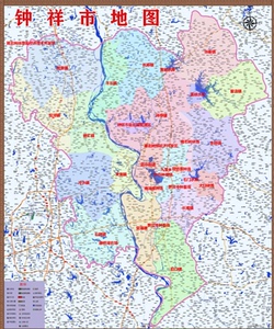 2019年湖北荆门钟祥市百度版地图行政交通旅游乡镇地图100x120cm