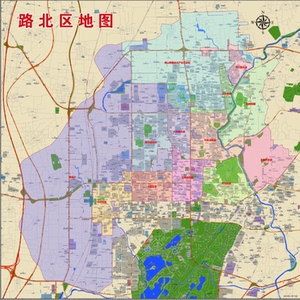 2019年河北唐山路北区百度版地图行政交通旅游乡镇地图120x120cm