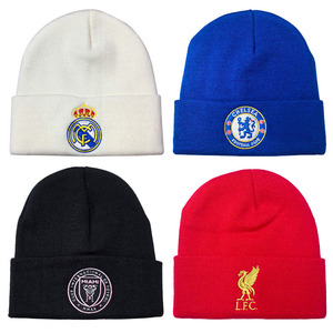 利物浦切尔西曼城皇马阿森纳迈阿密足球队徽刺绣冷帽毛线保暖帽子