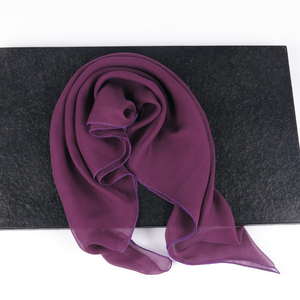 【微瑕】女士紫色纯色真丝小方巾100%桑蚕丝围巾夏季薄款丝巾纱巾