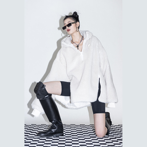 拉链开叉卫衣女