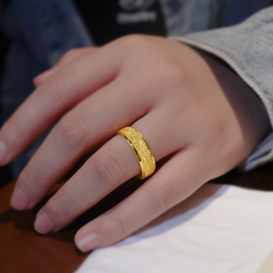 金戒指男黄金999足金男士