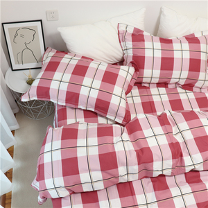 加厚全棉红色格子床单单件 ins简约学生宿舍三件套斜纹纯棉四件套