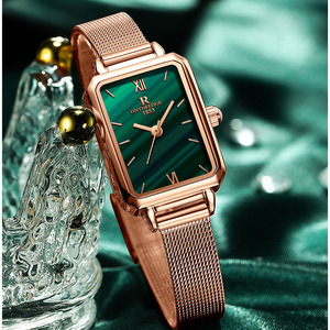 阿玛尼瑞士正品牌手表时尚超薄防水女表轻奢方形小绿表十大名牌