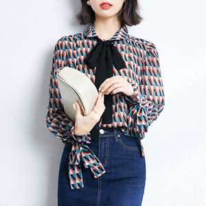 正品哥弟新2021年春款复古格子宽松显瘦衬衫气质上衣女雪纺衫女装