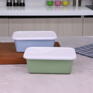 加厚搪瓷方盒果绿食物收纳保鲜碗盒食品餐盒密封饭盒长方形形冰盒