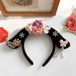 清朝旗头古装头饰华妃满族晚清发饰清宫还珠格格旗头个性古代发卡