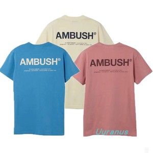 AMBUSH 19SS 3M反光字母印花基础短袖男 背后标语打底衫纯色T恤潮