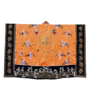 全金丝百鹤法衣 高功仿手绣飞鹤仙鹤道袍法袍橘黄色精品刺绣道服