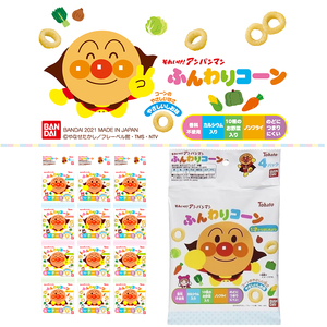 日本桃哈多Tohato面包超人玉米圈宝宝饼干儿童零食盐味4连包 1+