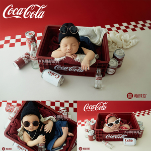 kd摄影道具展会新品新生儿宝宝拍照服装可乐罐道具框满月影楼Z422