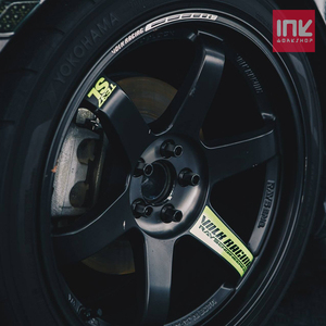 INK墨汁车贴改装轮毂贴纸RAYS轮毂TE37SL款绿标彩色反光荧光贴花