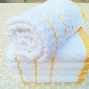20条装家用抹布不易掉毛棉线白毛巾沟条菠萝格金黄边宾馆足疗洗浴