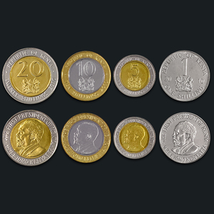 【k-1】肯尼亚4枚硬币套币 2010年 含3枚双色币 外国硬币 全新