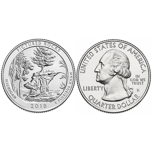 第41枚 密歇根画石国家湖岸公园 2018年.25美分