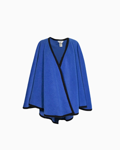 法国 yves saint laurent 中古简洁蓝色马海毛羊毛斗篷披肩外套