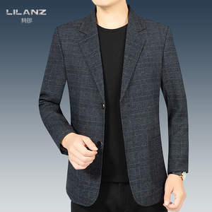 利郎西装外套男装专柜正品2020秋季新款中年商务男士西服格子休闲