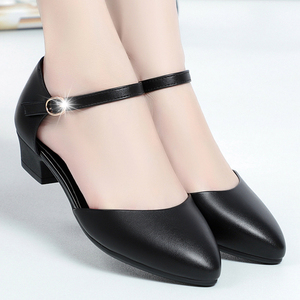 夏季软底包头中空凉鞋工作鞋女黑色正装职业上班女士皮鞋单鞋女鞋