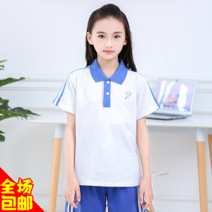 深圳市小学生校服女装统一女款春夏季运动装短袖上衣t恤半袖纯棉