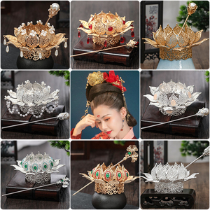 tfirstt淘宝【云山二伶】宋制女莲花冠三层芙蓉冠汉服发冠花神冠布