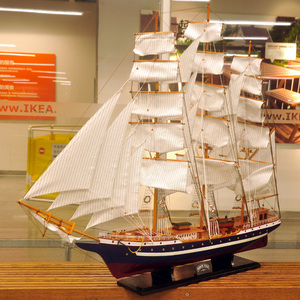 大型实木质帆船模型摆件礼品 办公室豪华大船装饰 1.6米福克号
