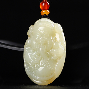 财神玉吊坠男女士款招财转运玉石项链玉佩挂件玉坠天然和田玉白玉