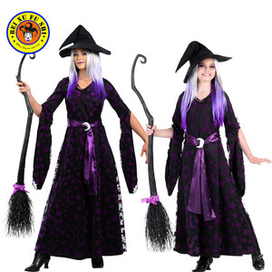 Cosplay万圣节儿童节舞台表演演出儿童成人紫色女巫巫婆装扮服装