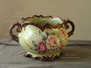 2# 欧式复古藤蔓双耳花瓶 田园花瓶【流光溢彩皆华年】