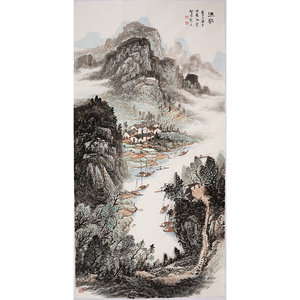 四尺山水画国画中国水墨画意境感觉湿润舒服中式客厅中美协李树林
