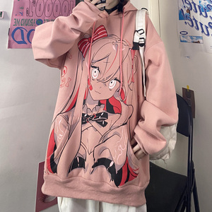 二次元卡通连帽卫衣女2020新款秋季ins原宿风宽松bf加绒上衣外套