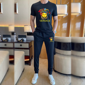versace/范思哲男士套装夏季t恤潮流新品长裤大码休闲运动两件套