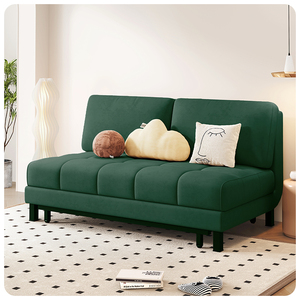 折叠式两用沙发床墨绿色一米二1.2抽拉伸缩带轮子1.5米小型沙发床