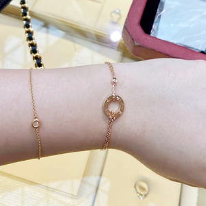 代购cartier/卡地亚手链 18k玫瑰金 镶钻 love系列 圆饼女士手环