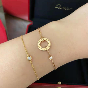 代购cartier/卡地亚单钻手链 18k玫瑰金 légers 百搭 女士手环