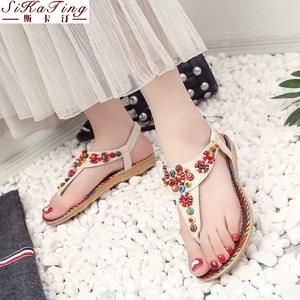 大拇指凉鞋女平底鞋夹指夹趾惠州鞋子网红气质ins潮夏季罗马风格