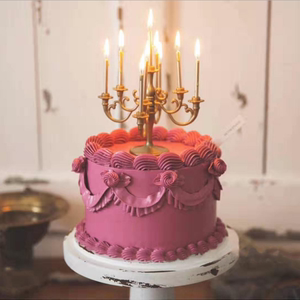 网红同款欧式奢华豪金银色生日蛋糕蜡烛红色浪漫奇特创意螺纹烛台