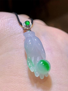 000人付款淘宝翰翡珠宝 天然a货翡翠佛手吊坠 掌上明珠玉石挂件男女